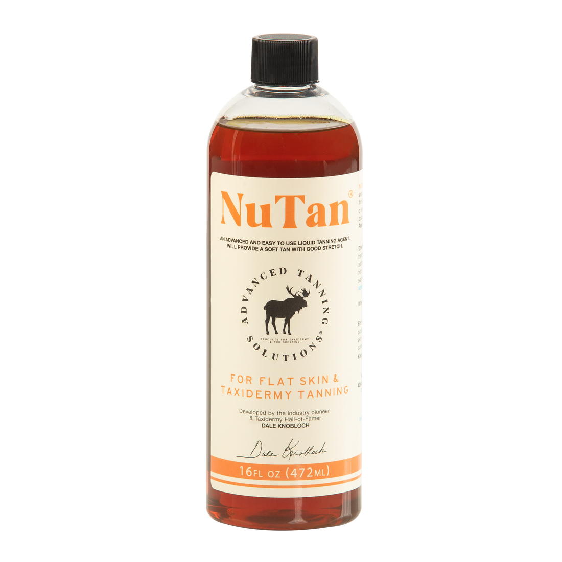 A 16fl oz bottle of Advanced Tanning Solutions NuTan liquid tanning agent for flat skin & Taxidermy Tanning